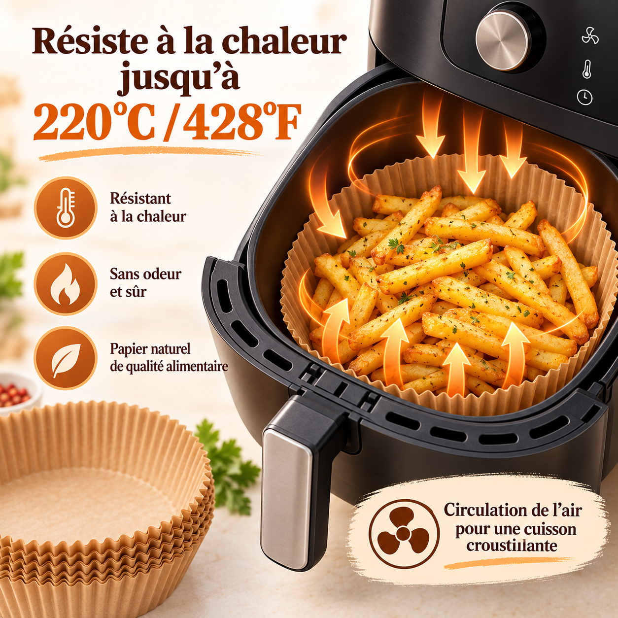 Papier cuisson rond résistant à la chaleur