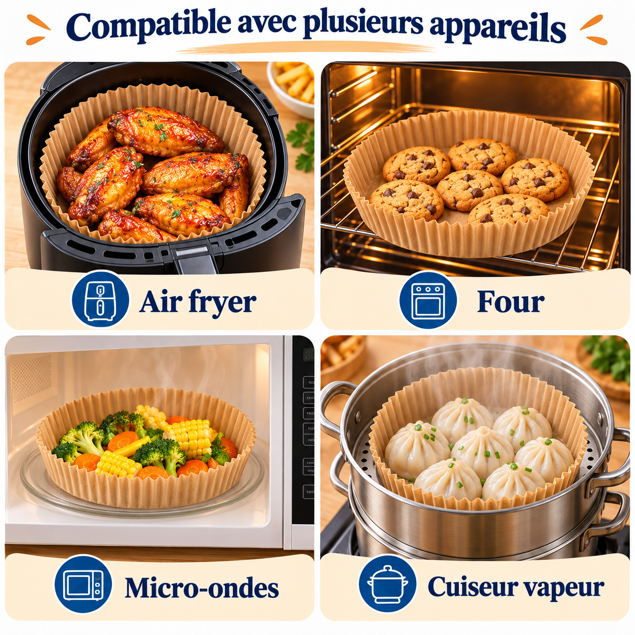Compatibilité du papier cuisson rond